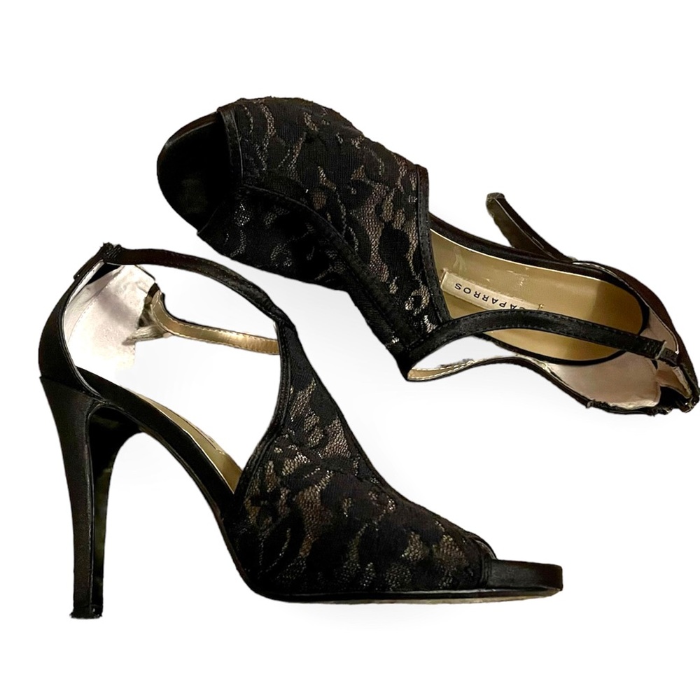 Caparros Black Lace Peep Toe Heels